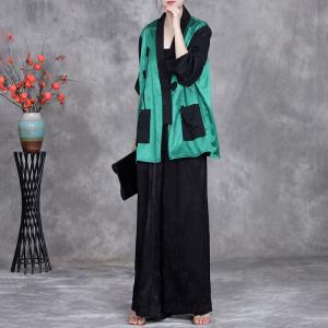 Stereo Applique Acetate Green Blouse Cardigan