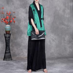 Stereo Applique Acetate Green Blouse Cardigan