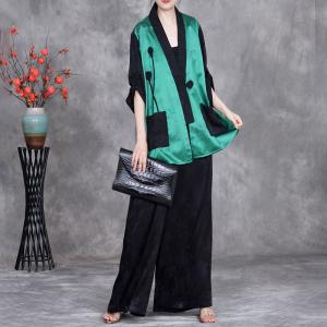 Stereo Applique Acetate Green Blouse Cardigan