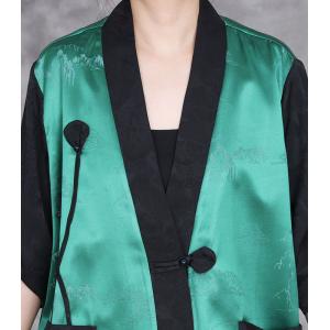 Stereo Applique Acetate Green Blouse Cardigan