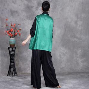 Stereo Applique Acetate Green Blouse Cardigan