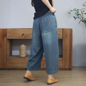 Casual Ladies Stone Wash Straight Leg Jeans