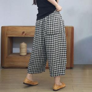 Classic Plaids Comfort Linen Ankle Pants