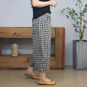Classic Plaids Comfort Linen Ankle Pants