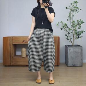 Classic Plaids Comfort Linen Ankle Pants