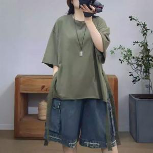 Loose-Fit Cotton Tassels Oversized T-shirt