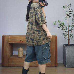 Lazy Day Camo and Leopard Printed Casual T-shirt