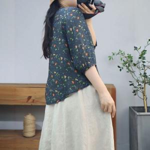 Summer Organic Ramie Printed Blouse