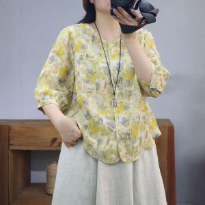 Summer Organic Ramie Printed Blouse