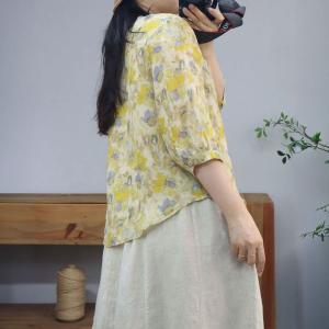 Summer Organic Ramie Printed Blouse