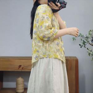 Summer Organic Ramie Printed Blouse