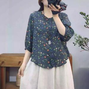Summer Organic Ramie Printed Blouse