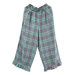 Ruffle Hem Organic Linen Gingham Pants
