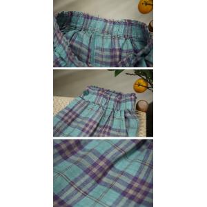 Ruffle Hem Organic Linen Gingham Pants