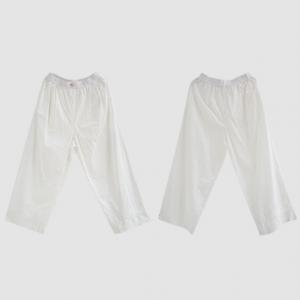Pleated Hem Cotton Beige Wide Leg Teacher Pants