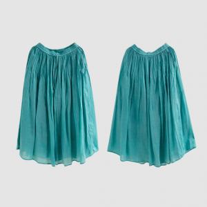 Peacock Blue Organic Ramie Flare A-Line Skirt
