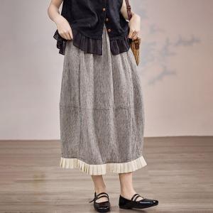Ruffled Edges Gray Cotton Linen Bud Skirt