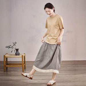 Ruffled Edges Gray Cotton Linen Bud Skirt