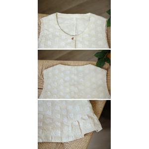 White Patchwork Cotton Linen Ruffled Waistcoat