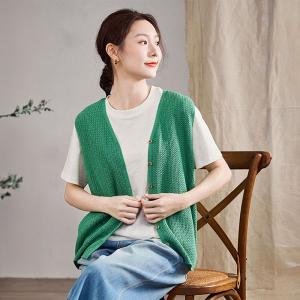Mulberry Silk and Cashmere Knitting Vest Cardigan