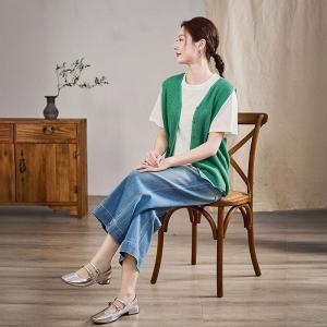 Mulberry Silk and Cashmere Knitting Vest Cardigan
