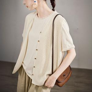 Mulberry Silk and Cashmere Knitting Vest Cardigan