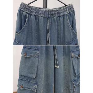 Casual Wide Leg Mid-Calf Cargo Jeans