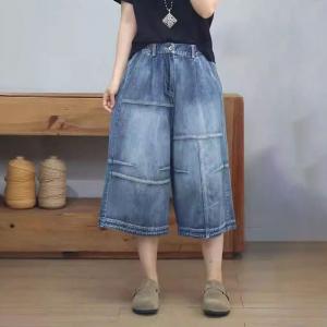 Summer High Rise Wide Leg Midi Jeans