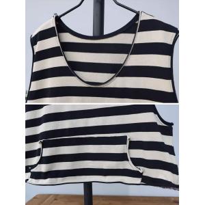 Causal Striped Tank Top with Cotton Wide Leg Pants