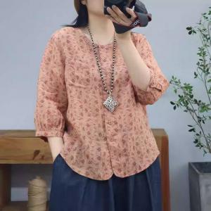 Comfort Ramie Floral Blouse
