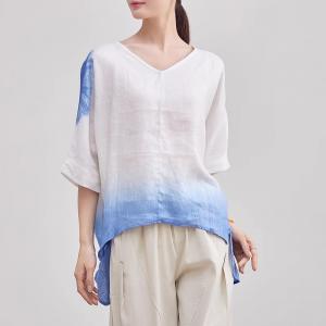 Loose-Fit Organic Ramie Gradient Blouse
