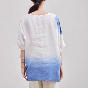 Loose-Fit Organic Ramie Gradient Blouse