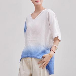 Loose-Fit Organic Ramie Gradient Blouse
