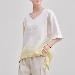 Loose-Fit Organic Ramie Gradient Blouse