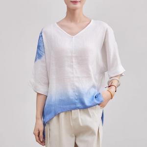 Loose-Fit Organic Ramie Gradient Blouse