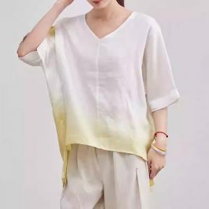 Loose-Fit Organic Ramie Gradient Blouse