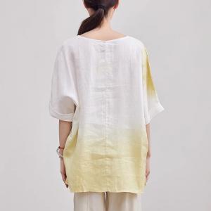 Loose-Fit Organic Ramie Gradient Blouse