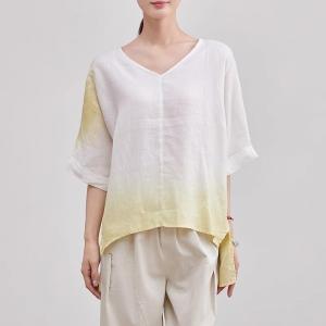 Loose-Fit Organic Ramie Gradient Blouse