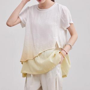 Comfy Ramie Summer Tie Dye Tunic Blouse