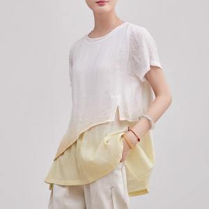 Comfy Ramie Summer Tie Dye Tunic Blouse