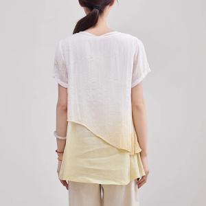 Comfy Ramie Summer Tie Dye Tunic Blouse