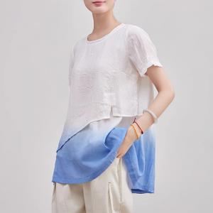 Comfy Ramie Summer Tie Dye Tunic Blouse