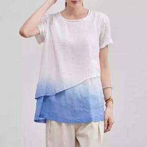 Comfy Ramie Summer Tie Dye Tunic Blouse