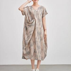 Designer Asymmetrical Layering Printed Cocoon Dress