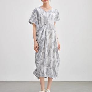 Designer Asymmetrical Layering Printed Cocoon Dress
