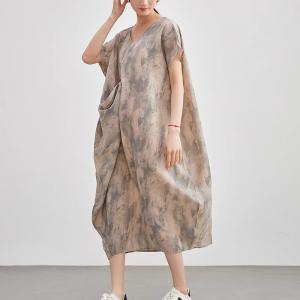 Designer Asymmetrical Layering Printed Cocoon Dress