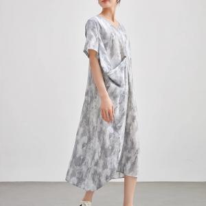 Designer Asymmetrical Layering Printed Cocoon Dress