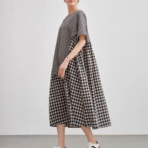 Black and White Plaids Layering Rustic Dress