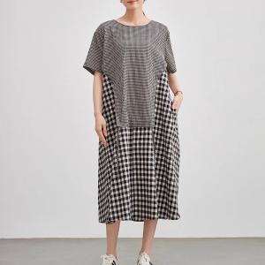 Black and White Plaids Layering Rustic Dress