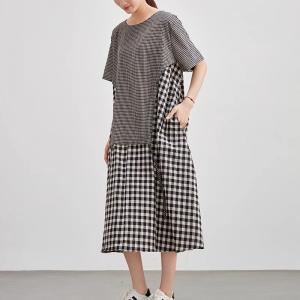Black and White Plaids Layering Rustic Dress